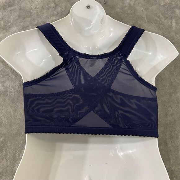 ASHLEY STEWART Bra 38D Full Coverage Front Close adj shoulder Navy Lace Posture - Picture 4 of 8